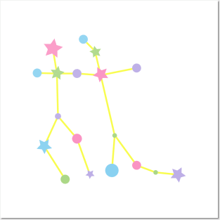 Gemini Zodiac Constellation in Rainbow Pastels Posters and Art